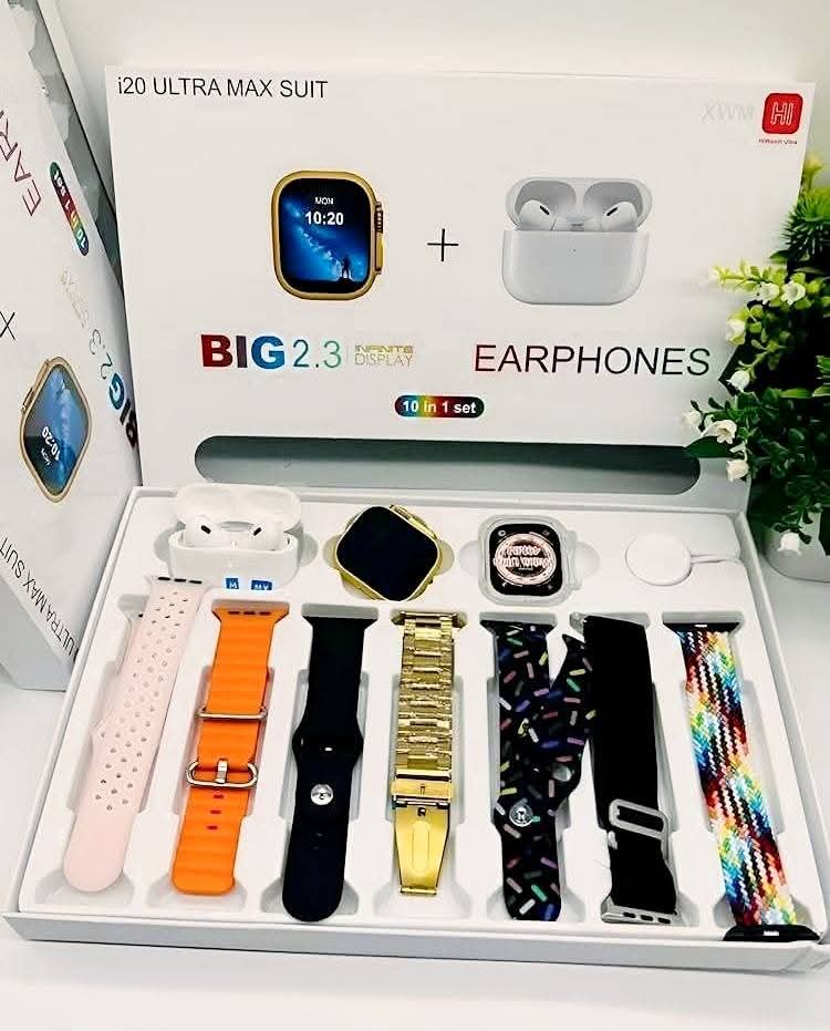 I20 Ultra Max Suit Smart Watch (10 In 1 Set) With Quality Earbuds – Lowest Price In Pakistan